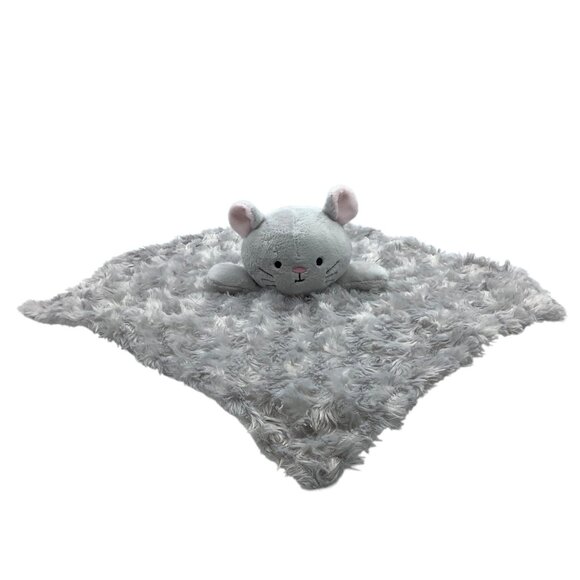 Baby by Bon Bébé Plush Gray Mouse Lovey Security Blanket Gray 14” Soft Swirls - Picture 1 of 7